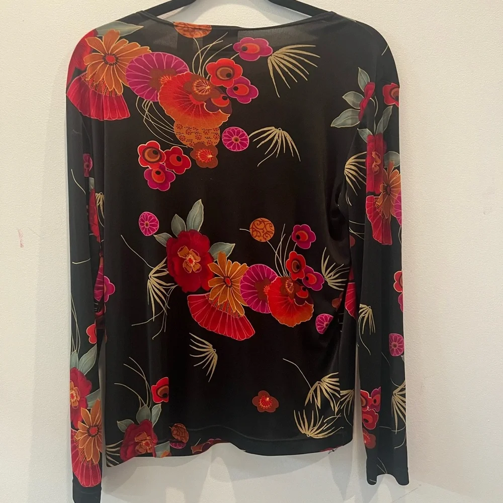 Chico's Black and Red Graphic Long Sleeve Blouse - Picture 2 of 3